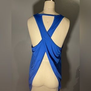Blue workout shirt with open back